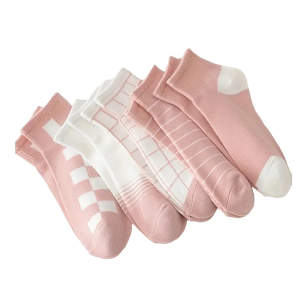 5 Pair Women's Soft Stretchy Ankle Socks, Blush Pink, OS